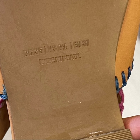 Farm Rio Women's Caramel Palm Tree Sandal Brown Boho Colorful US 6.5 NWT. - Picture 6 of 9